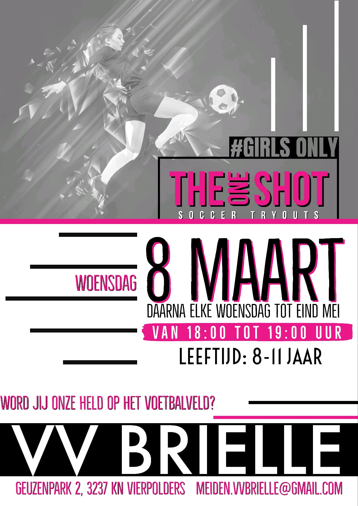 Soccer Try-Outs voor meiden bij VV Brielle